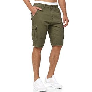 INDICODE Heren Blixt Cargo Shorts | Cargo korte broek met 6 zakken en riem Army M