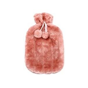 DieffematicRSD Warmwaterkruik Warmwaterkruikhoes 2 liter zacht imitatiepluchebont Leuke warmwaterkruikhoes Warmwaterkruikhoes Waterfles Softcover voor (Color : Pink)