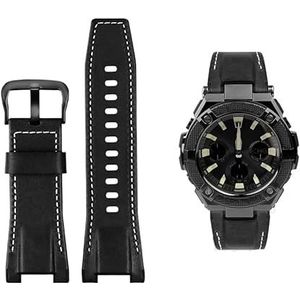Mannen Canvas lederen horlogebandje 26 MM Fit for Casio GST-B100 S130 W300GL 400G W330 GST-W120L s120 W130L S100 Serie horloge accessorie (Color : Black white black, Size : 26mm)
