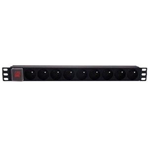 MCL 9A/RE-9 opzetstuk voor elektrische stopcontacten, zwart, 250 V, 9 uitgangen AC, 16 A, 48,3 cm (19 inch)