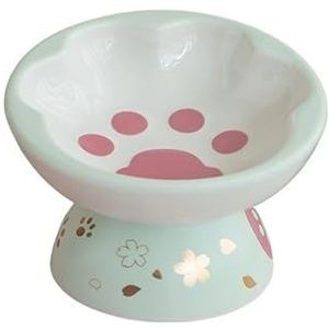 Keramische gekantelde verhoogde kattenbak Verhoogde kattenvoer-waterbak Schotel Comfort voerbakken for huisdieren Hond Kattenbak (Color : Light Green)