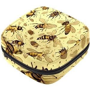 Flying Bee Patroon Maandverband Opbergtas Menstruatie Pad Tas Draagbare Menstruatie Cup Pouch met Rits voor Tiener Meisjes Vrouwen Dames