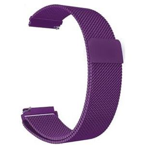 18mm 20mm 22mm metalen band geschikt for Garmin Vivoactive 3 4 4s band horloge geschikt for Venu 2 2s 3s SQ Forerunner 645 armband Milanese lus (Color : Purple, Size : 22mm)
