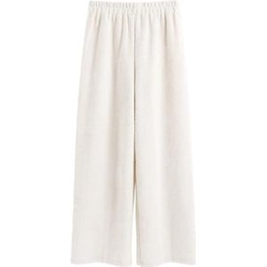 Smbcgdm Casual wijde pijpen broek losse elastische taille broek vrouwen polyester zachte comfortabele broek met voor werk melkachtig wit L