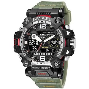 Analoge Digitale Display Horloges Voor Vrouwen Waterbestendig 50 Meter (165 Voet) Multifunctionele Horloge Led Outdoor Sport Mannen Horloge, Militair Groen
