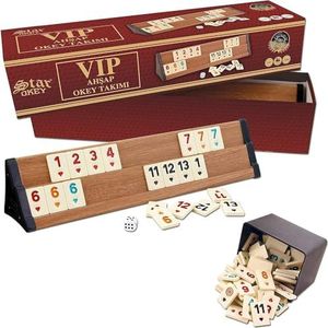 Star Oyun Aletleri Professionele VIP Rummikub set van hout. Ahsap Okey Takimi, Rummy Set met melamine stenen, hout (lichtbruin)