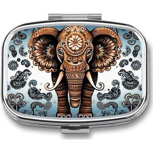 Olifant Patroon Pillendoos Pil Case Leuke Pil Organizer Pil Houder Geneeskunde Pil Organizer Pil Container Dagelijkse Pil Organizer Kleine Pillendoos Pil Case voor Portemonnee Pocket