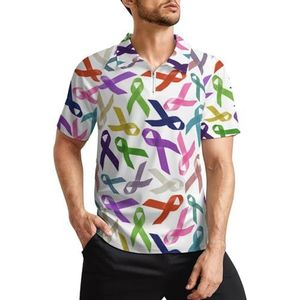 Multicolor Linten voor Awareness Heren Golf Polo Shirts Klassieke Fit Korte Mouw T-Shirt Gedrukt Casual Sportkleding Top 3XL
