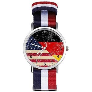 Amerikaanse En Duitsland Retro Vlag Automatisch Horloge Voor Mannen Vrouwen Mode Quartz Horloge Armband Polshorloge Voor Thuiskantoor