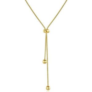 Halsketting Eenvoudige gouden handtrekketting 18K vergulde slang zachte ketting met ballen hanger roestvrijstalen gouden ketting dames