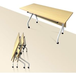 Conferentieruimtetafel - Rechthoekige vergaderzaal tafels, vergadertafel opvouwbare vergaderzaal tafels op wielen, flip-top trainingstafel modern kantoor vergaderbureau met metalen frame (kleur: 2