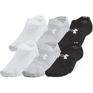 Under Armour Unisex Essential Ultra Low Tab Sokken 6 Pack, (002) Zwart/Zwart/Halo Grijs, Large