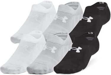 Under Armour Unisex Essential Ultra Low Tab Sokken 6 Pack, (002) Zwart/Zwart/Halo Grijs, Large