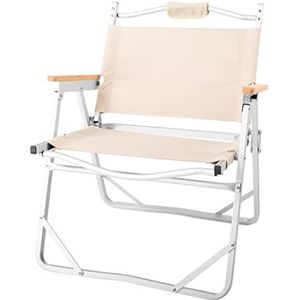 Campingstoel Tuinstoel Draagbare Camping Stoel Opvouwbare Patio Seat Kruk Met Rugleuning En Houten Armsteun Opbergtas Comfortabel Duurzaam Klapstoel Strandstoel(Beige)