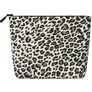 FZGGWYHL Zwarte Luipaardprint Gedrukte Nep Hennep Hennep Make-up Bag Dagelijkse, Zwart, Eén maat, Tas Organizer