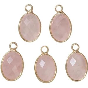 Mode natuursteen hanger ovaalvorm labradoriet amethist opaal connector bedels voor sieraden armband oorbellen ketting DIY-nr. 23 rozenkwarts - 3 stuks
