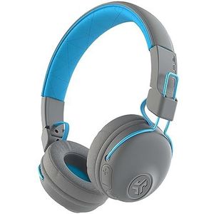 JLab Audio Studio draadloze hoofdtelefoon, bluetooth hoofdtelefoon met 30 + uur speeltijd en aangepaste EQ3 geluid, on-ear hoofdtelefoon met microfoon, grijs/blauw
