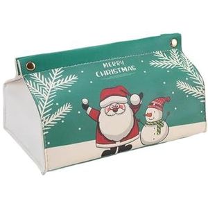 MAKOMAKI Kerst Gedrukt Tissue Box Platte Mond Papier Doos PU Lederen Tissue Box Kerst Stijl Huishoudelijke Accessoires(2)