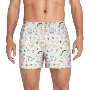 LI ZHI XIN Heren Trunks Ondergoed, Boxer Slips Voor Mannen, Heren Boxer Shorts, Katoen Ondergoed Voor Mannen Dinosaurus Cartoon Patroon, Meerkleurig, M