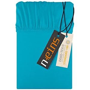 npluseins - Jersey Hoeslaken - Turquoise - 100% Katoen - 180-200 x 200 cm