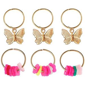 5/6 stuks Fashion Hairgrip hangers Charms dreadlock accessoires vrouwen meisjes vlinder clips sieraden ringen haarspelden (6 stuks)