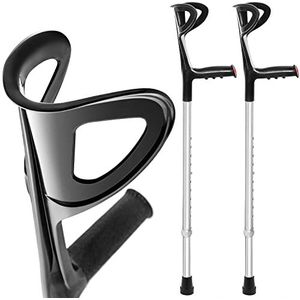 AIESI® Orthopedische krukken (2 eenheden) verstelbare lichte van geanodiseerd aluminium zwarte, Garantie 24 maanden
