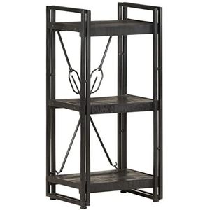 DIGBYS 3-Tier Boekenkast Zwart 40x30x80 cm Massief Mangohout