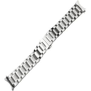 LUGEMA Horlogeband 12 14 15 16 17 18 19 20 21 mm 22mm 23mm 24mm roestvrij stalen horlogeband gebogen einde vlinder gesp riem armband(Silver,21mm)