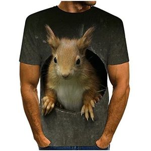 T-shirt heren zomer o hals eekhoorn 3d gedrukt t-shirts korte mouw dagelijks casual grappige tops mannelijke party hip hop t-shirt (Color : RS944, Size : L)