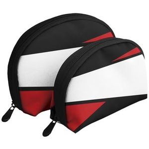 Make-uptas, cosmetische reistas 2 stuks draagbare clutch zakje set zakje organizer zwart wit rood strepen ontwerp, zoals afgebeeld, Eén maat