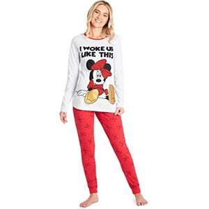 Disney Stitch Pyjama voor dames, nachtkleding top en lange broek, pyjamaset, loungeset, dames en tieners, S-XL Stitch cadeaus, Grijs/Rood Minnie, S