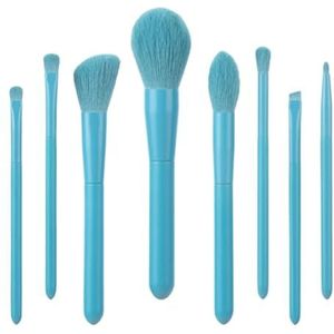Kwastenset Professionele Make-upkwastenset 8 Stuks For Ogen En Gezichtscontourkwasten Met Zachte Haren Houten Handvat Make-Up Borstel Set(Blue)