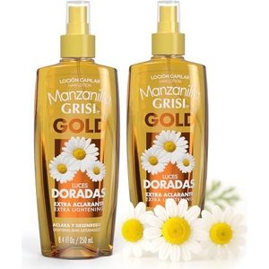 Grisi Manzanilla Hair Lotion Gold - Kamille Haarverlichtende Spray | Verbetert gouden highlights natuurlijk bij dagelijks gebruik | Leave-In Detangler Spray voor zacht, glanzend haar | 8.4 Fl Oz, 2