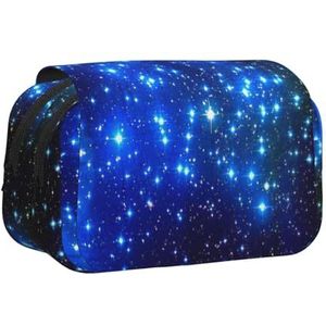 JEJEA Blauwe Glanzende Sterren Print Pen Etui Potlood Case Houder Voor Potloden Make-up Multifunctionele Organizer Doos Voor Adluts, Zwart, Eén maat, Toilettas