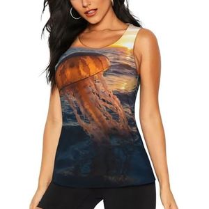 Jellyfish Sport Gym Vest Top voor Vrouwen, Sneldrogende Ronde Hals Mouwloos T-shirt Atletisch Workout Vest Lichtgewicht Yoga Tee Shirt Zomer Ademend Tank Tops, 3 D, S