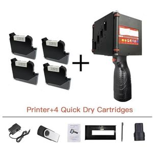 voor Datum Barcode Batchnummer Logo QR-code 100mm Labelprinter P70 QR Bar Batchcode Datum Nummer Logo Vervaldatum Handheld Inkjetprinter 25 Talen Draagbaar(With 4 cartridges)