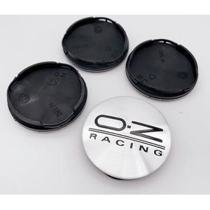 Auto Hub Center Cap Wieldoppen voor 52mm/55mm OZ M582 Wielnaafafdekkingen Banden Velgen Emblem Protector Vervanging Accessoires,SilverBlack