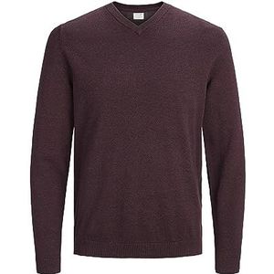 JACK & JONES gebreide herentrui met V-hals, rood (port royale), S