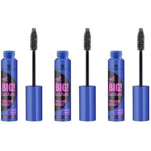 essence get BIG! Lasshes Volume Boost Waterbestendige mascara, zwart, langdurig, volumegevend, zwaaigevend, veganistisch, waterbestendig, zonder microplastic deeltjes, nanodeeltjes, 3 stuks (3 x 12