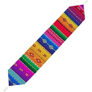 Etnische Mexicaanse Kleurrijke Strepen Tafelloper Korte Pluche Tafelkleed Linnen Decoratieve Tafelhoes voor Party Bruiloft Decor 229 * 33 cm