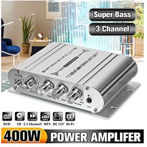 Audioversterker, 2. 1CH 40W 2x20W Digital Car Power versterker Hi-Fi Stereo Basversterker Audio-ondersteuning van 2 luidsprekers en een subwoofer(12V 2A adapter)