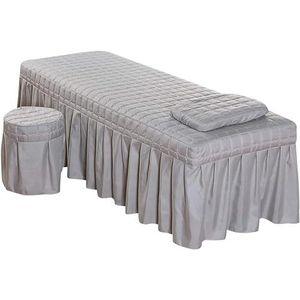 Massagetafel laken set, massage tafel rok kussensloop kruk cover set, schoonheid spreien, schoonheid bed beddengoed (grijs-L)