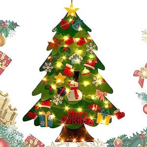 montessori tree - 3d vilten kerstboom voor peuters, Childrens Felt Xmass Tree, Montessori Xma-s Boom met Lichten Decoraties, Montessori kerstboom, DIY Kerstboom voor muurdecoraties