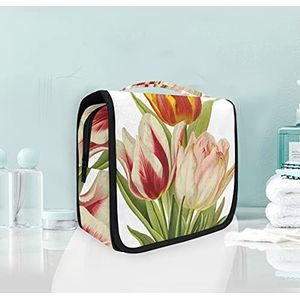 Kleurrijk tulp water behang opknoping opvouwbare toiletpot cosmetische tas make-up reizen organizer tassen case voor vrouwen meisjes badkamer