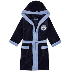 Manchester City FC - Fleece badjas met capuchon voor jongens - Officieel - Clubcadeau - Marineblauw - 7-8 jaar