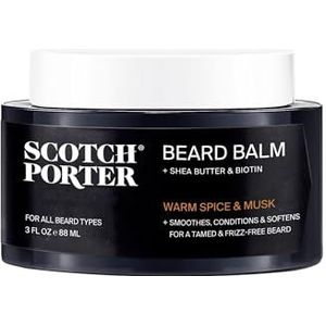Scotch Porter Conditioning Beard Balm for Men | Hydrateren, Smooths, Adds Shine & Tames Flyaway Hair | Geformuleerd met niet-giftige ingrediënten, vrij van parabenen, sulfaten en siliconen |