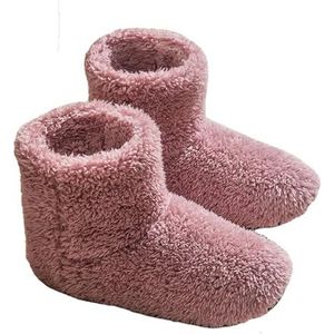 JadeRich Vrouwen Mannen Effen Kleur Fuzzy Pluche Zachte Zool Bootie Slippers Warme Hak Bedekkende Lichtgewicht Memory Foam Indoor Laarzen, Paars, 7/8 UK