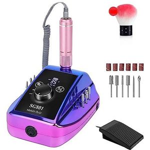 Elektrische nagelvijl, Professionele nagelboor, 35000 RPM elektrische nagelvijlmachine met bits en voetpedaal, oplaadbare draadloze E-vijl for manicure voor zowel natuurlijke als kunstnagels (Color :