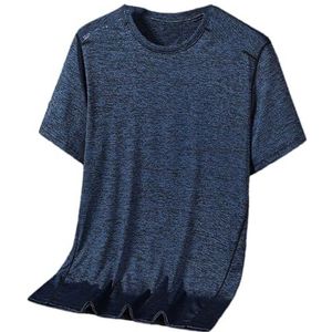 Dvbfufv Heren Outdoor Dunne Ademend Zijde Sneldrogend T-shirt met korte mouwen Sport Training Tops, Donkerblauw, M