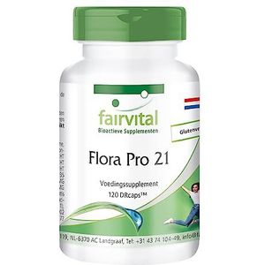 Fairvital | Flora Pro 21 - Bacteriekweek Complex - 120 tijdgebonden capsules - 21 bacteriestammen - 20 miljard kolonievormende eenheden - Op kwaliteit getest en hoog gedoseerd - Made in Germany | fairvital